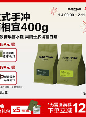SLAB TOWN经典埃塞 耶加雪菲意式 现磨黑咖啡豆粉浅烘焙200g组