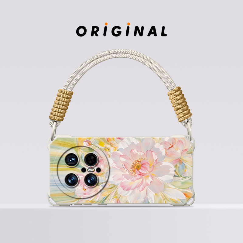 【珠光花卉】硅胶四角壳带挂绳