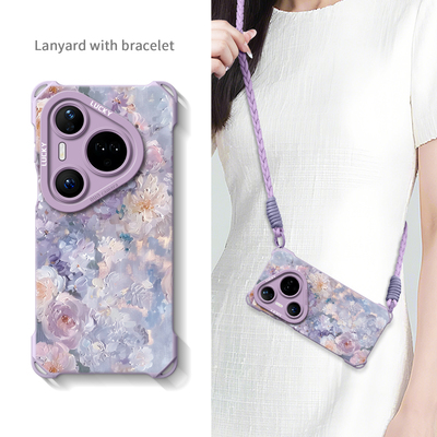 【油画花丛】优质硅胶壳带挂绳