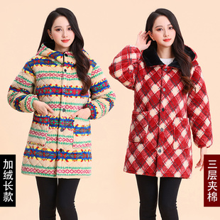 2025新款法兰绒棉衣冬季三层加厚保暖外套加绒加棉罩衣女生袄子