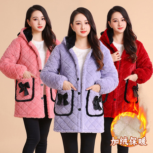 2025新款仿兔毛棉衣冬季三层加厚保暖外套加绒加棉罩衣女生袄子