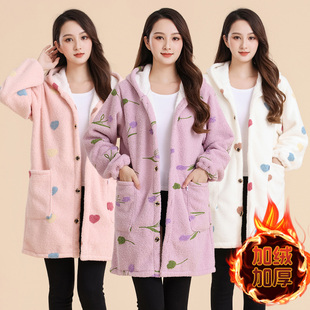 棉衣外套工作服大码 加厚加棉保暖罩衣女中长款 耐脏围裙 冬季 新款