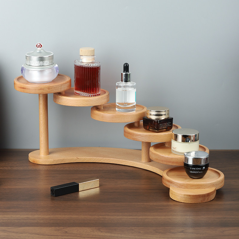实木桌面展示架香水化妆品置物架茶杯子茶具小型中式多层收纳架子