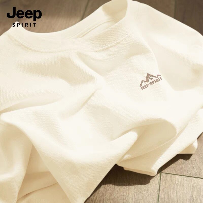 JEEP吉普2025新款重磅纯棉t恤男士夏季潮牌休闲宽松运动短袖T恤男