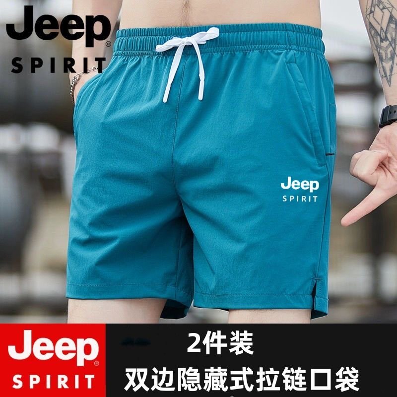 JEEP吉普夏季新款速干三分裤男运动短裤男潮外穿宽松休闲透气短裤