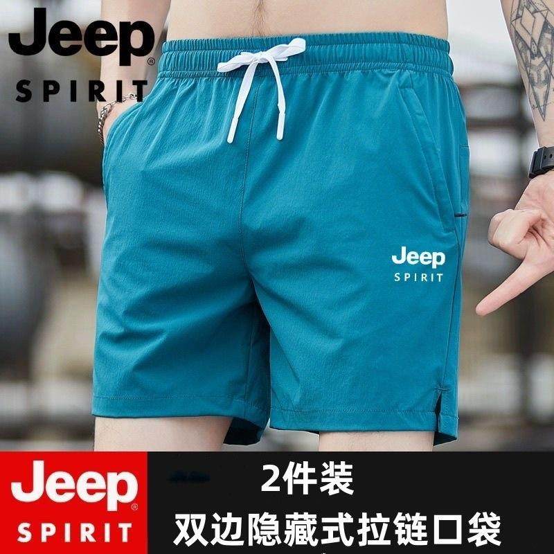 JEEP吉普夏季新款速干三分裤男运动短裤男潮外穿宽松休闲透气短裤