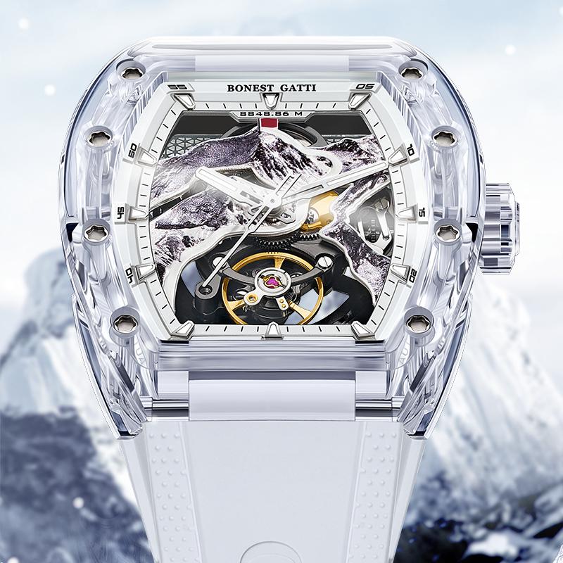 布加迪手表珠穆朗玛峰全自动机械表男士德国新款酒桶型镂空攀登者