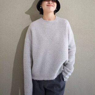 花纱流苏宽松打底套衫 女加厚毛衣短款 圆领山羊绒衫 重工到心尖上