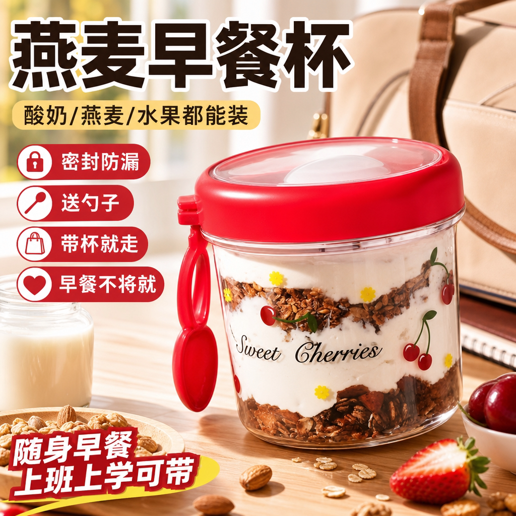 酸奶碗减脂豆浆杯隔夜燕麦杯带盖图片