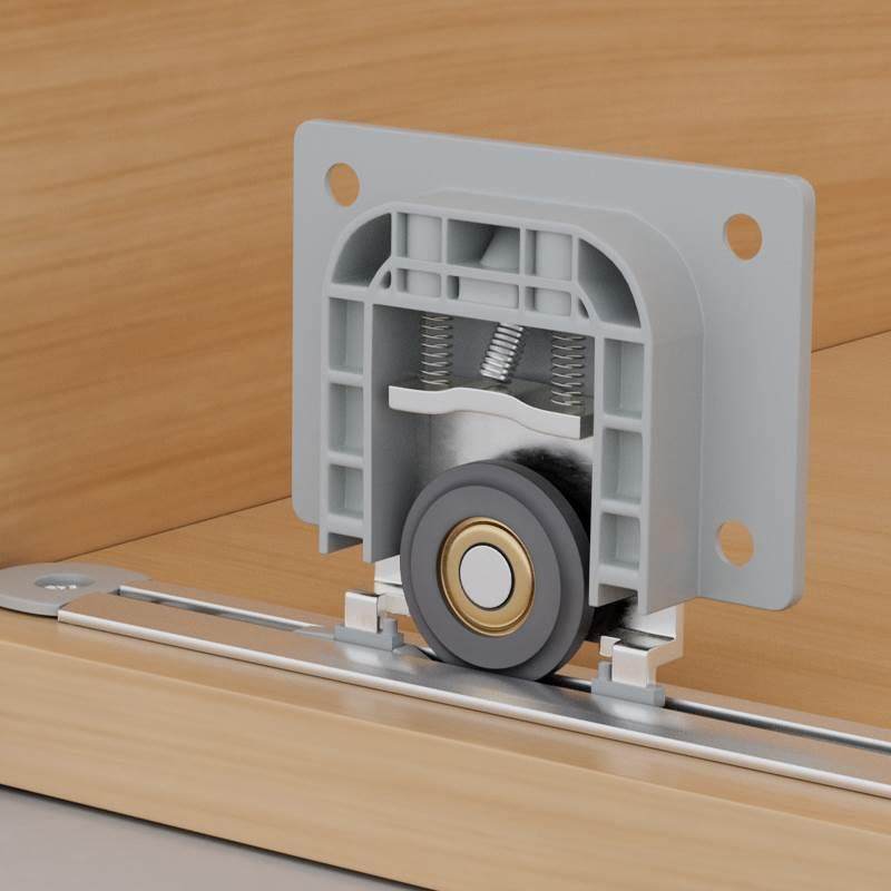 缓趟门轮衣柜门轨凹轮推拉门移道门轮双向阻尼移缓冲轨道冲滑轮新