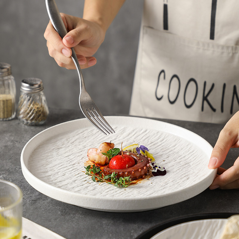 岩石纹陶瓷日式碟子家用餐盘饭盘深盘鱼盘菜盘高级感餐具黑色盘子,餐饮具,盘,淘宝优惠券,粉丝福利购,淘宝优惠卷