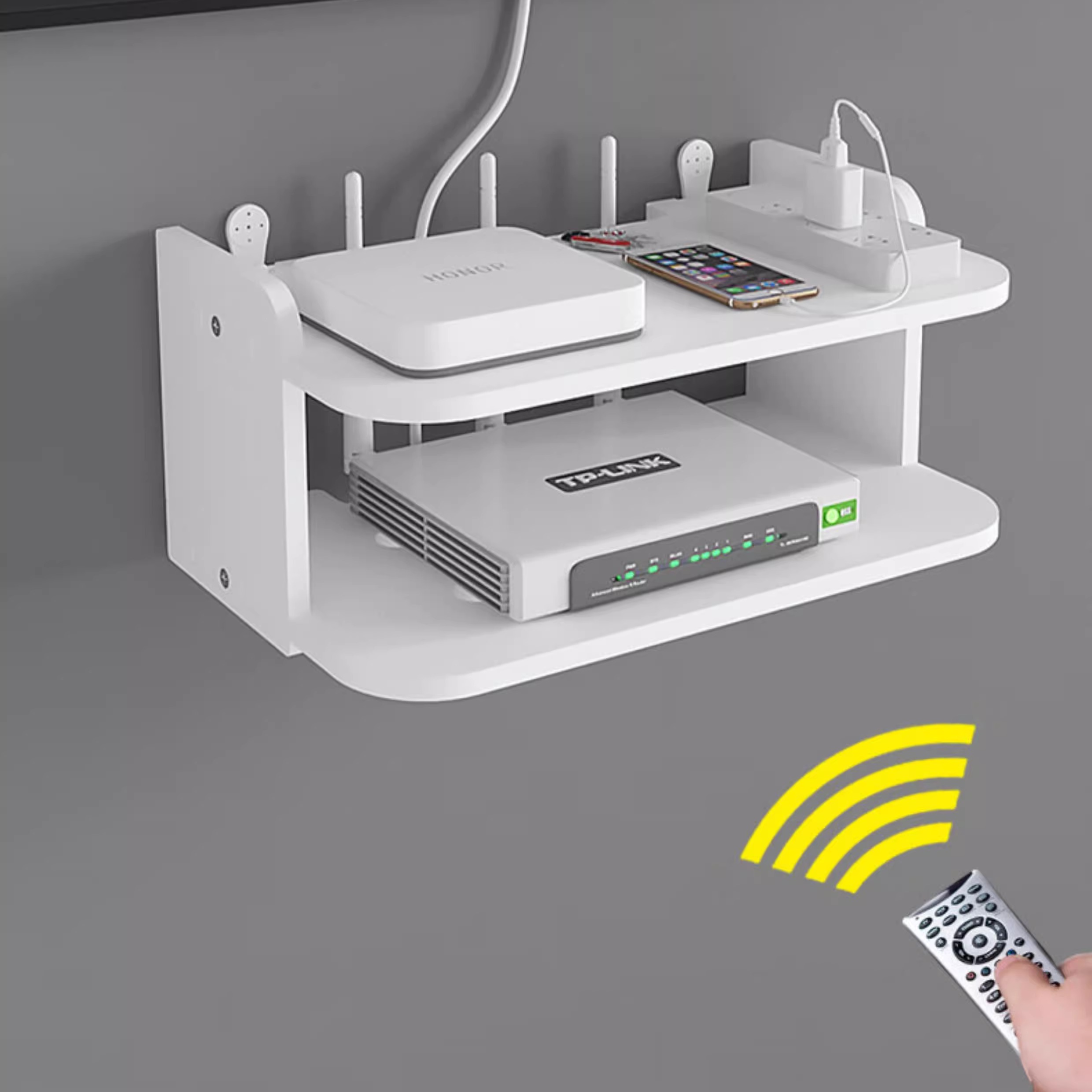 免打孔壁挂式墙上架子收纳双层电