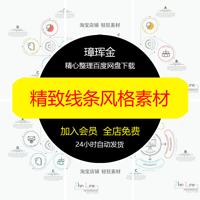 精致风格排版信息时间轴线条图表设计PSDAI周期几何形状素材hr36