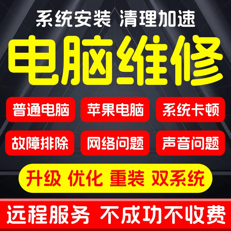 电脑维修远程系统重装纯净版专业办公设备配件及相关服