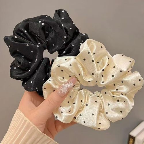 法式波点大肠发圈女高颜值绑头发发绳扎马尾皮筋网红时尚气质发饰