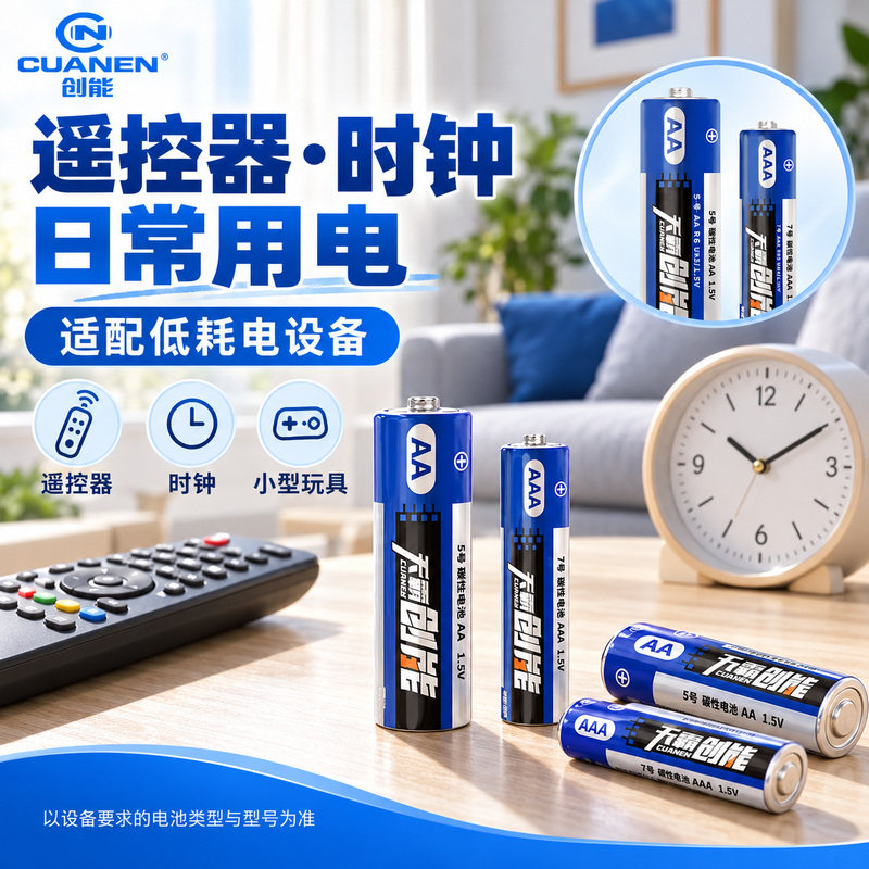 创能5号7号碳性普通干电池儿童玩具钟表遥控器家用五号1.5v七号