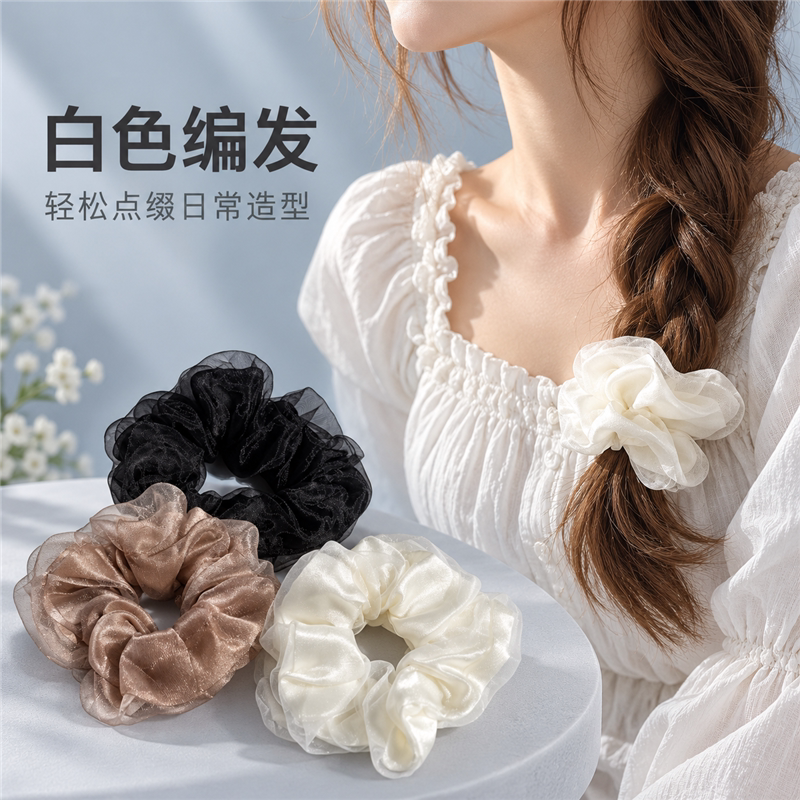 欧根纱大肠发圈温柔浪漫风女高级感头绳扎头发马尾发饰简约气质