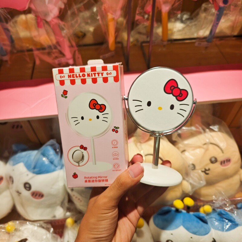 MINISO三丽鸥红苹果系列HelloKitty桌面迷你旋转镜化妆镜名创优品