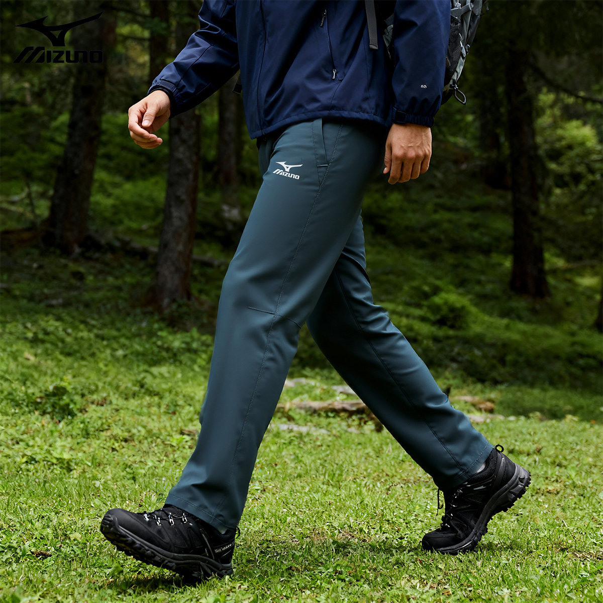 Mizuno/美津浓男款软壳裤加绒长裤防风防水户外冲锋裤徒步登山裤