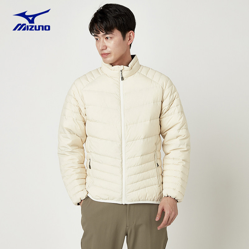 Mizuno/美津浓男款秋冬薄款外套男士户外休闲宽松立领轻薄羽绒服