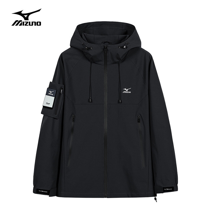 Mizuno/美津浓外套春秋季连帽登山服男款防风防雨户外休闲夹克男