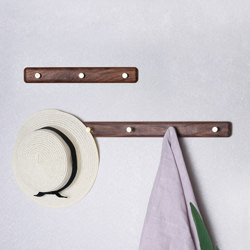 黑胡桃木黄铜挂钩挂衣钩钥匙挂