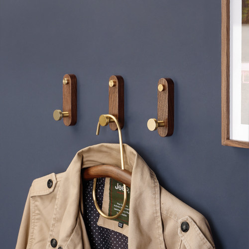 黄铜黑胡桃实木挂钩衣帽钩壁挂