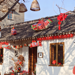 鱼灯新年装饰DIY2026新年店铺门头橱窗小院氛围布置高级感造景