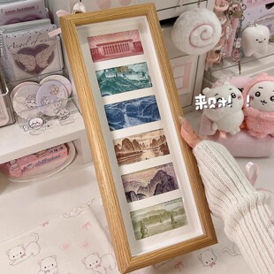 大好河山人民币相框100元人民币收纳盒diy实木桌面摆件摆台礼物