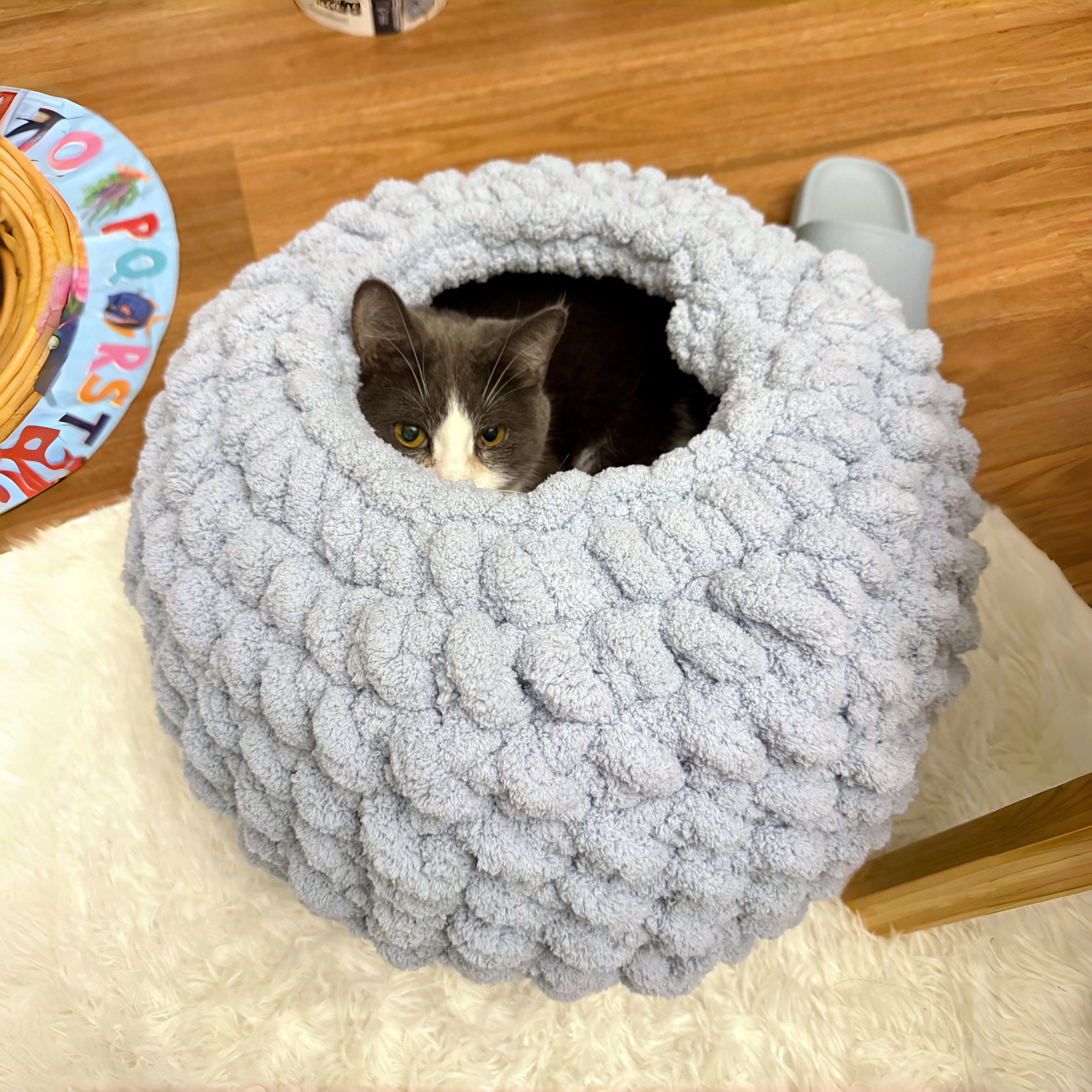 猫窝手工编织垫子手工diy材料猫尾巴特粗冰条线猫垫毛绒四季通用