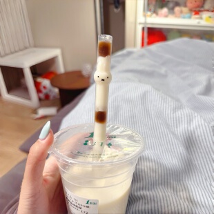 米菲兔玻璃吸管奶茶饮料管高硼硅玻璃透明耐热防爆水杯直管食品级