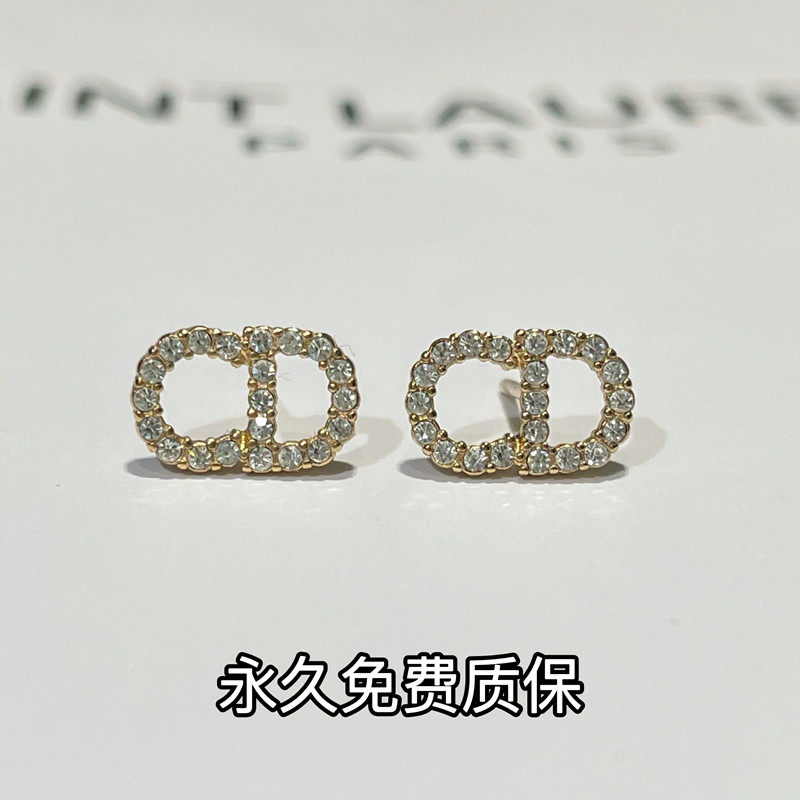 CD耳钉纯银针高级感简约气质迷你小巧小香字母耳环女2022年新款潮