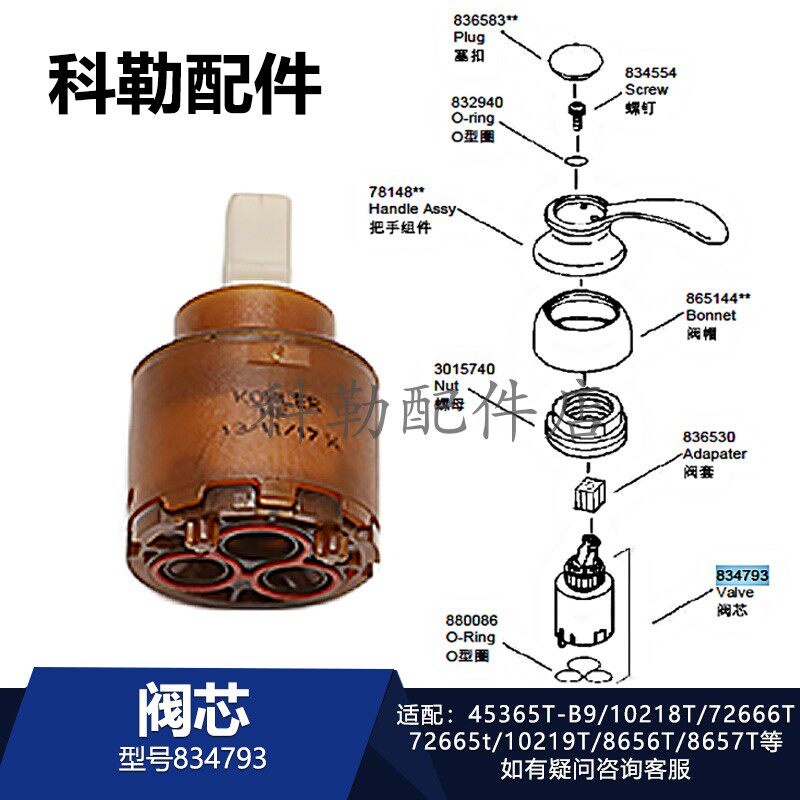 科勒厨卫龙头阀芯834793