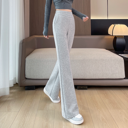 微喇叭运动裤女秋冬季加绒加厚