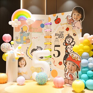 韩系ins生日装饰场景布置相册书本kt板5岁男女孩宝宝宴拍照仪式感