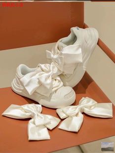 Ocai002奶油白蝴蝶结开口笑帆布鞋2026夏新款蝴蝶结丑萌运动百搭