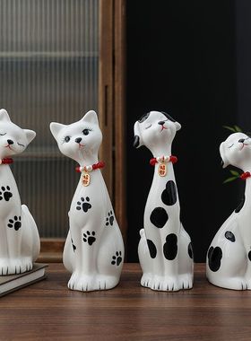 2026北欧情侣猫陶瓷摆件现代简约家居装饰狗狗客厅玄关卧室桌面工