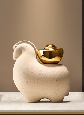 2026贝汉美新中式马上有钱摆件客厅电视柜办公室酒柜装饰乔迁开业