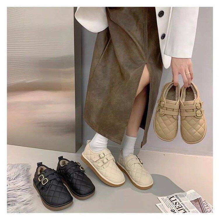 2026软底面包鞋女2023冬新款加绒加厚平底防滑小香风防寒雪地棉鞋