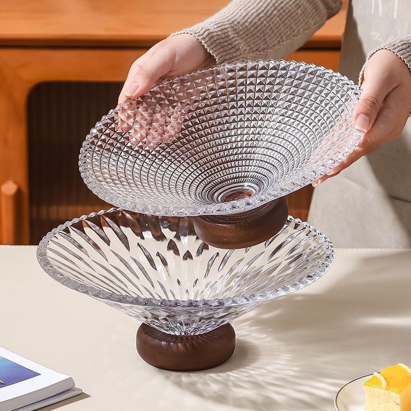 2026大号简约水果盘客厅家用法式玻璃糖果茶几高颜值零食收纳摆放