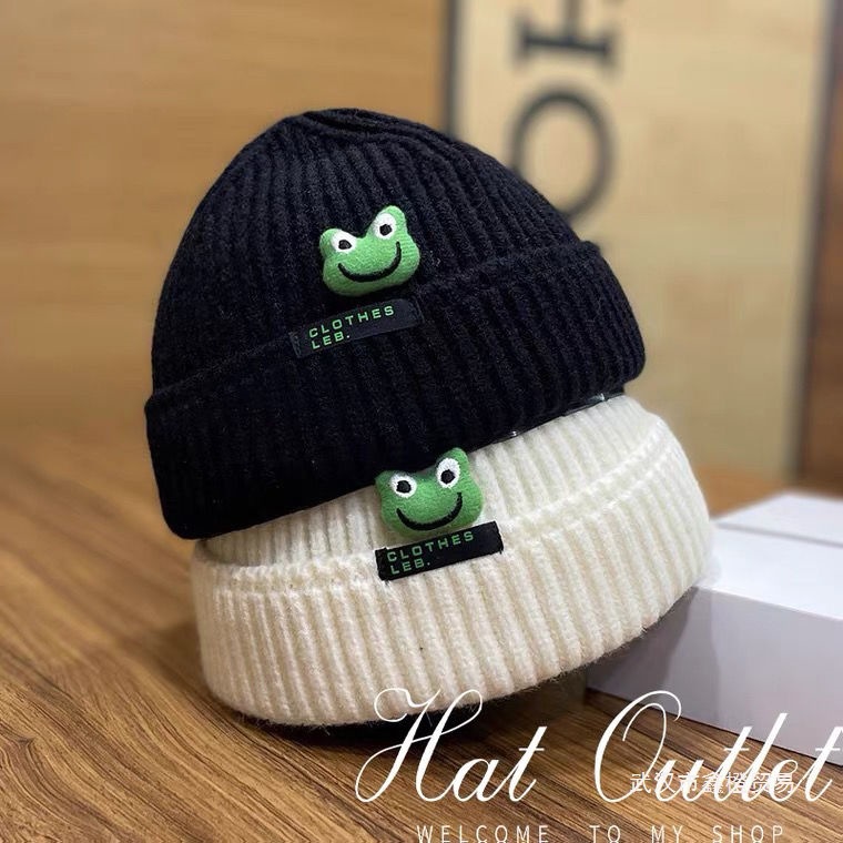 2026儿童元气小青蛙瓜皮毛线帽2021新款卡通小青蛙男童针织毛线帽