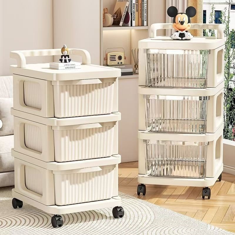 2026小推车零食奶油置物架客厅落地移动多层玩具家用卧室收纳抽屉