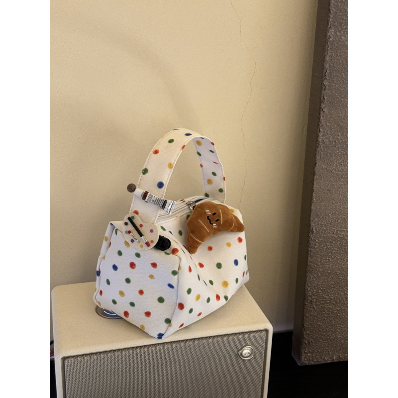 2026彩色波点小众百搭化妆包新款高级大容量收纳便携手提化妆洗漱