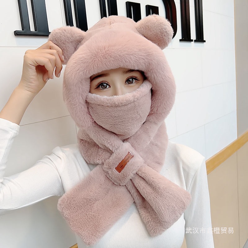 2026骑车护耳防风围巾帽女冬季骑行加厚护颈帽可拆卸口罩保暖亲子