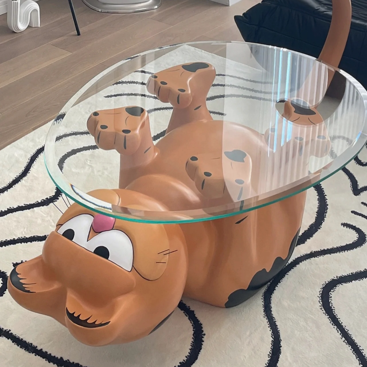 设计师款简约创意卡通可爱动物造型加菲猫茶几落地圆几客厅小户型