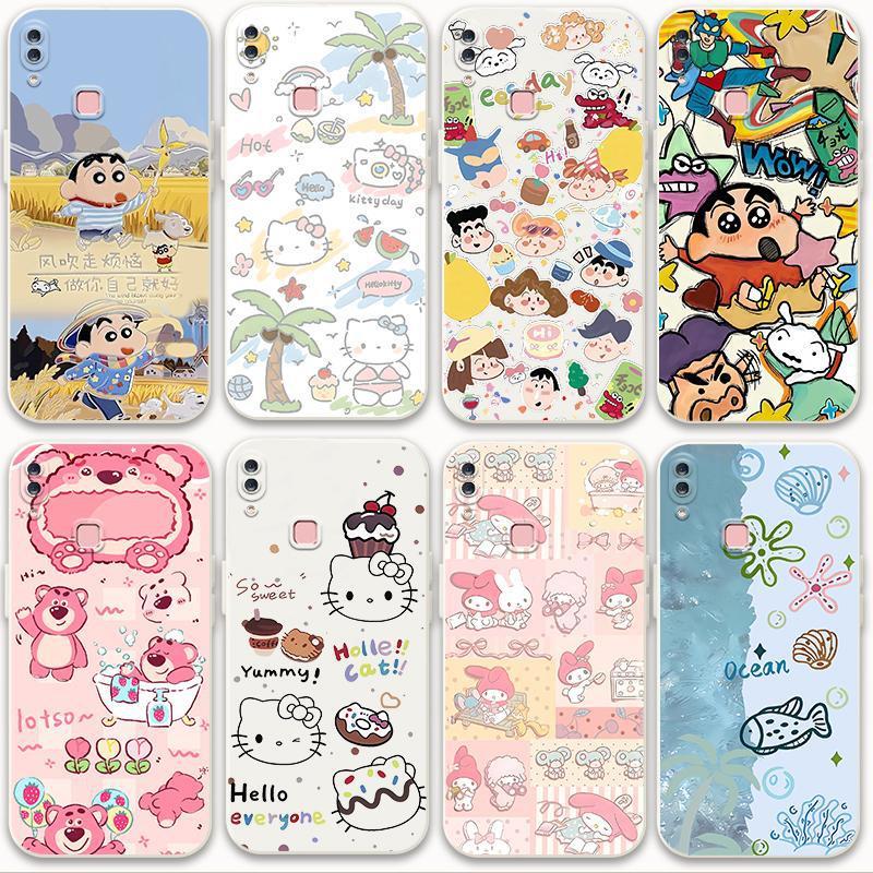 适用vivoy85手机壳情侣y85a蜡笔小新防摔y85全包软套可爱男女萝莉