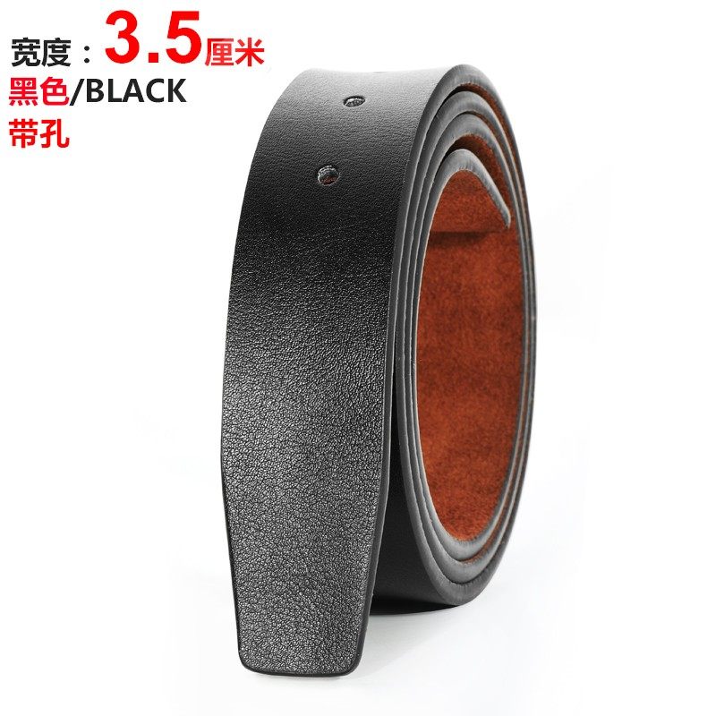 男士无孔无牙不带头自动扣皮带条针扣平滑扣牛皮无头皮带3.5