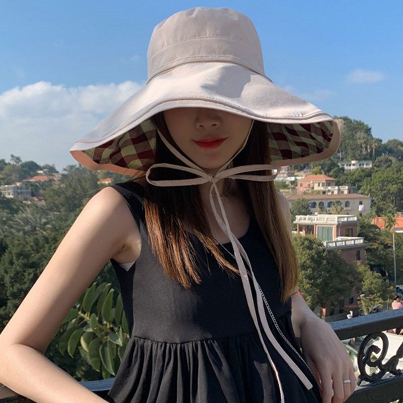 渔夫帽子女遮阳防晒帽太阳凉帽时尚防紫外线神器夏季大帽檐大檐
