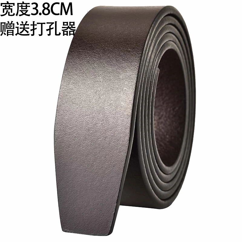 2024新款头层牛皮男士腰带平滑扣打孔眼裤带不含扣头针扣板扣