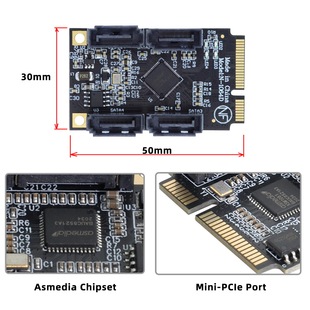 4口SATA3.0转接卡支持黑白群晖S PCIE转to 半高双口全高 NGFF